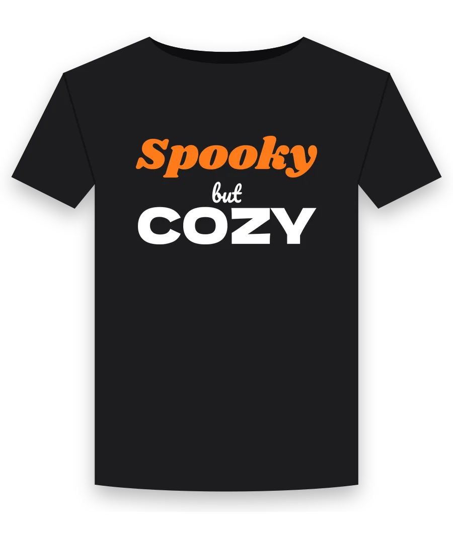 Spooky but cozy on a black shirt